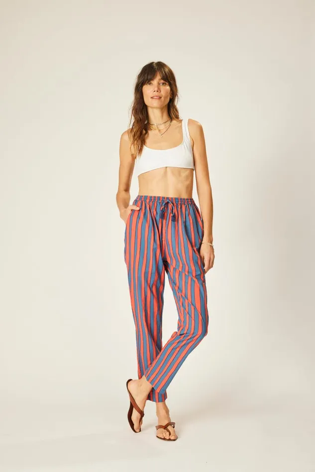 Women Natalie Martin Bottoms Bianca Pant Batik Stripe Blood Orange