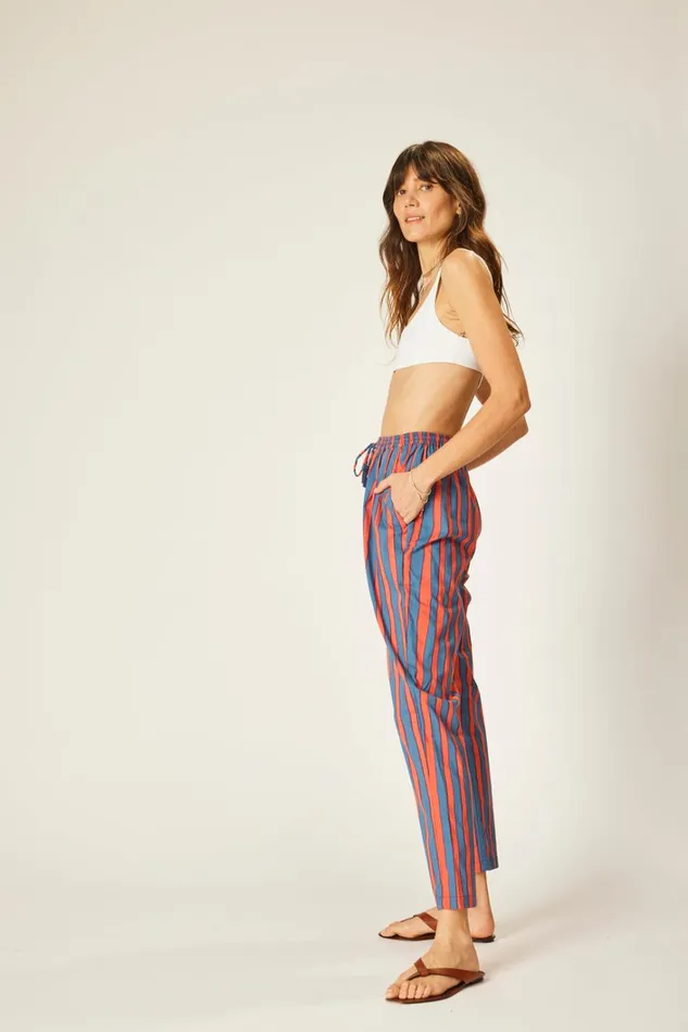 Women Natalie Martin Bottoms Bianca Pant Batik Stripe Blood Orange Women Natalie Martin Bottoms Bianca Pant Batik Stripe Blood Orange