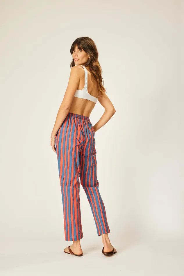 Women Natalie Martin Bottoms Bianca Pant Batik Stripe Blood Orange Women Natalie Martin Bottoms Bianca Pant Batik Stripe Blood Orange