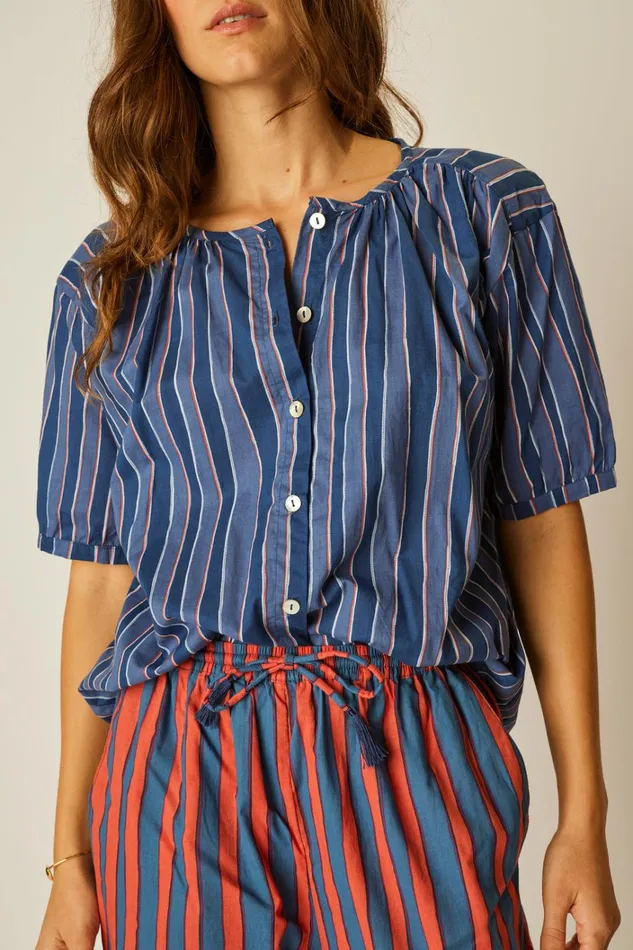 Women Natalie Martin Bottoms Bianca Pant Batik Stripe Blood Orange Women Natalie Martin Bottoms Bianca Pant Batik Stripe Blood Orange