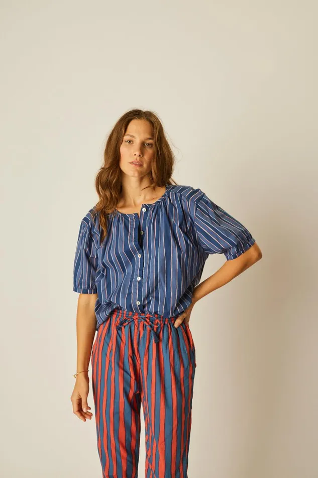 Women Natalie Martin Bottoms Bianca Pant Batik Stripe Blood Orange Women Natalie Martin Bottoms Bianca Pant Batik Stripe Blood Orange