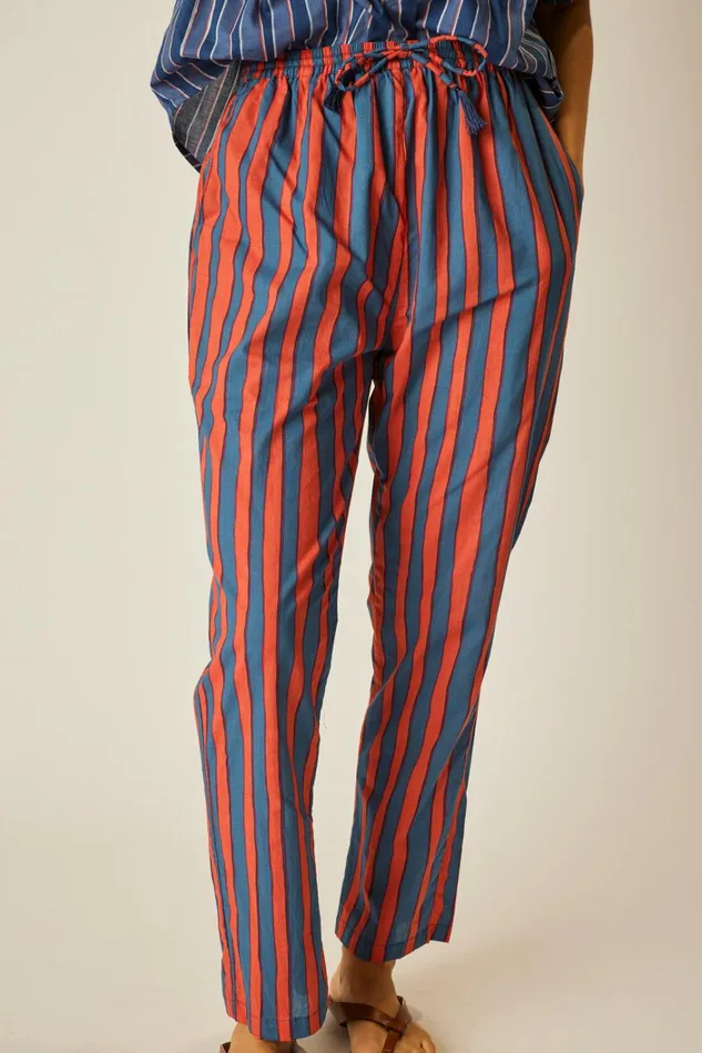 Women Natalie Martin Bottoms Bianca Pant Batik Stripe Blood Orange Women Natalie Martin Bottoms Bianca Pant Batik Stripe Blood Orange