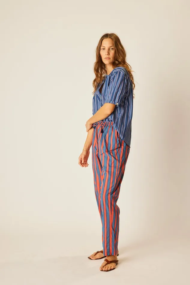 Women Natalie Martin Bottoms Bianca Pant Batik Stripe Blood Orange Women Natalie Martin Bottoms Bianca Pant Batik Stripe Blood Orange