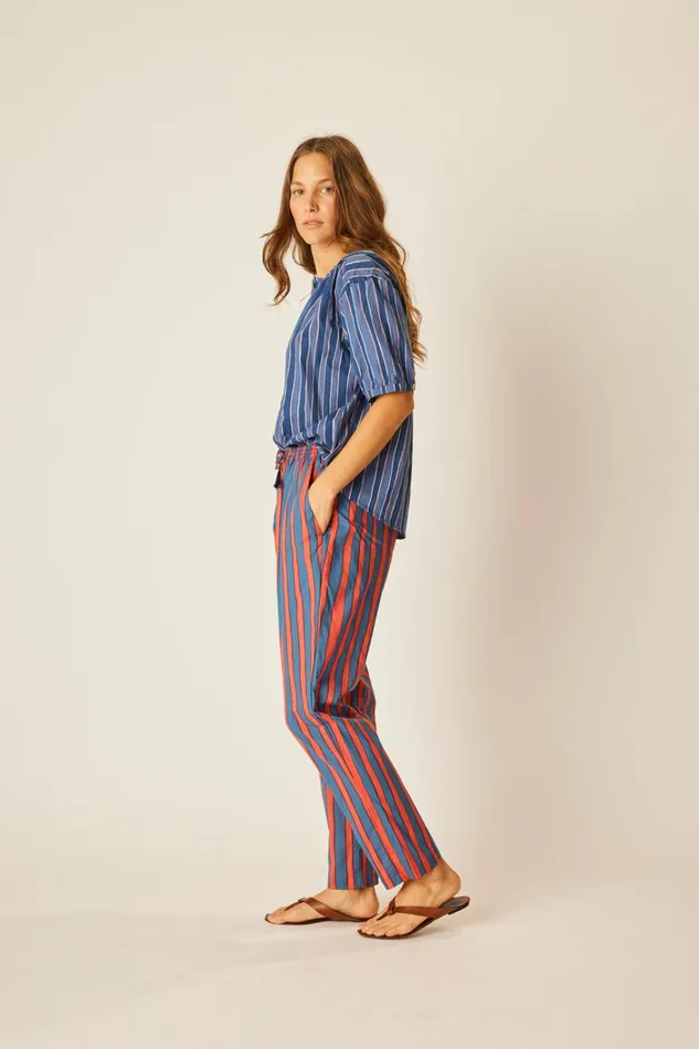 Women Natalie Martin Bottoms Bianca Pant Batik Stripe Blood Orange Women Natalie Martin Bottoms Bianca Pant Batik Stripe Blood Orange