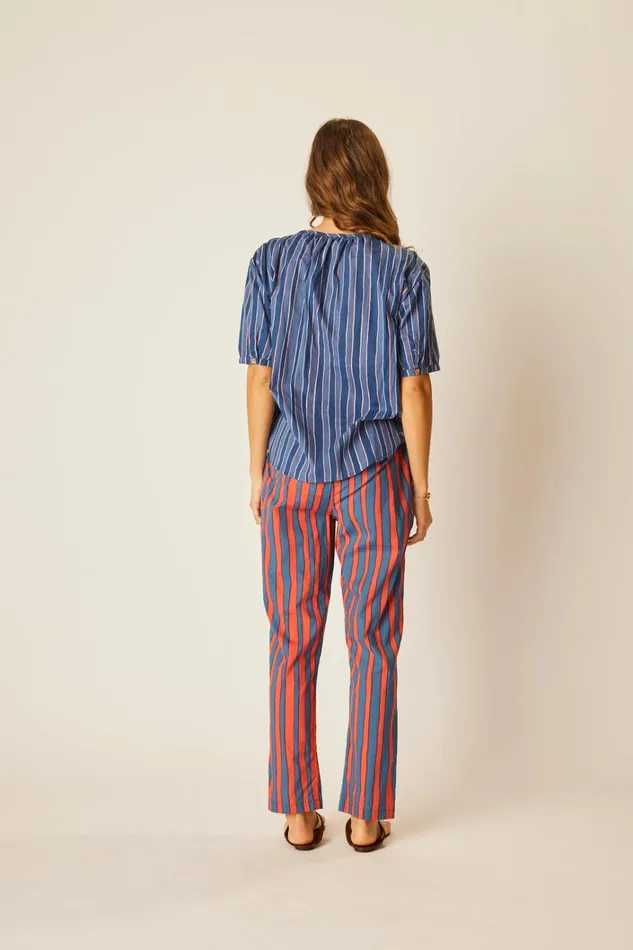Women Natalie Martin Bottoms Bianca Pant Batik Stripe Blood Orange Women Natalie Martin Bottoms Bianca Pant Batik Stripe Blood Orange