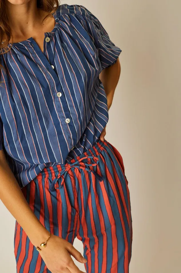 Women Natalie Martin Bottoms Bianca Pant Batik Stripe Blood Orange Women Natalie Martin Bottoms Bianca Pant Batik Stripe Blood Orange