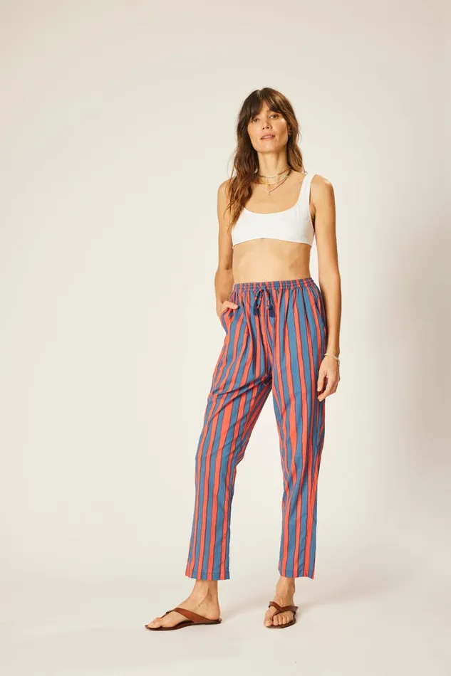 Women Natalie Martin Bottoms Bianca Pant Batik Stripe Blood Orange Women Natalie Martin Bottoms Bianca Pant Batik Stripe Blood Orange