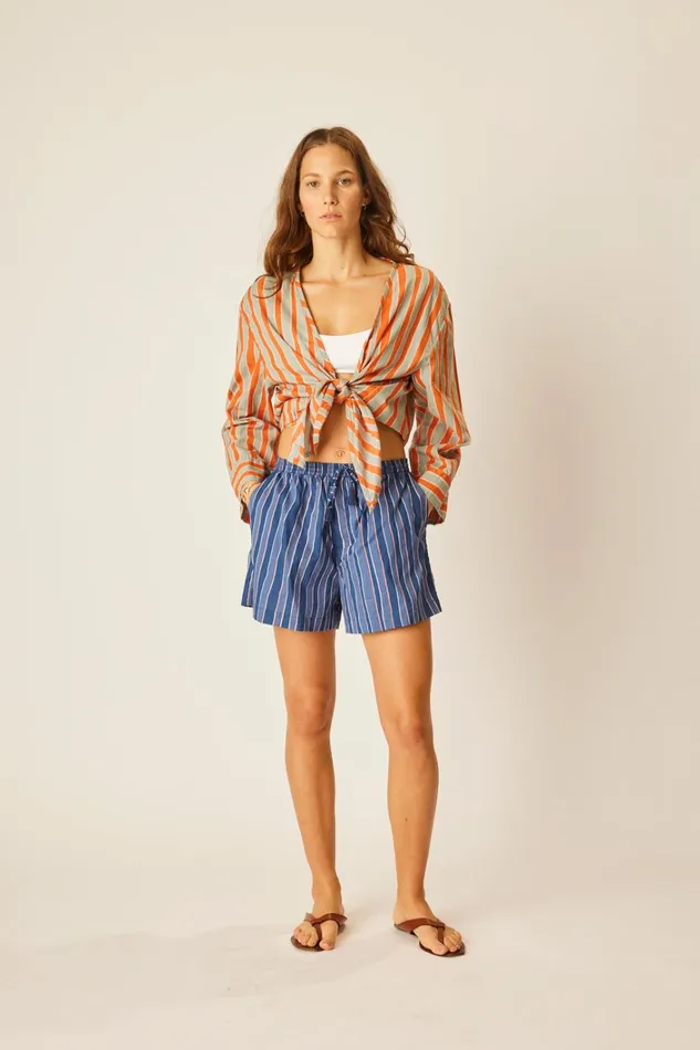 Women Natalie Martin Bottoms Jasper Short Batik Stripe Navy