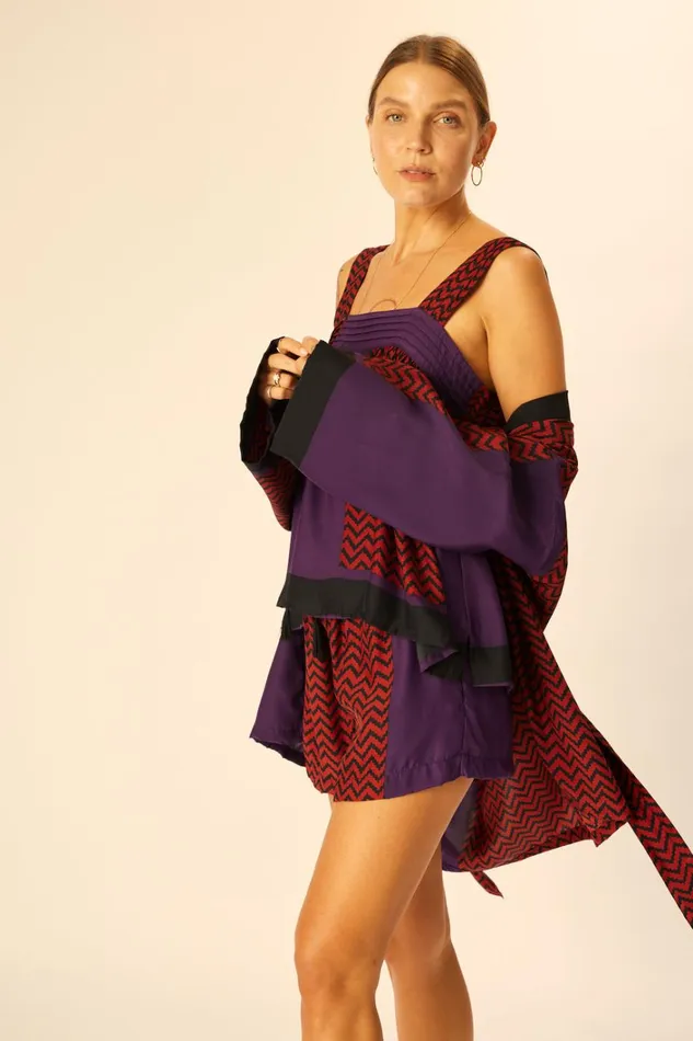 Women Natalie Martin Bottoms Jasper Short Block Zigzag Aubergine