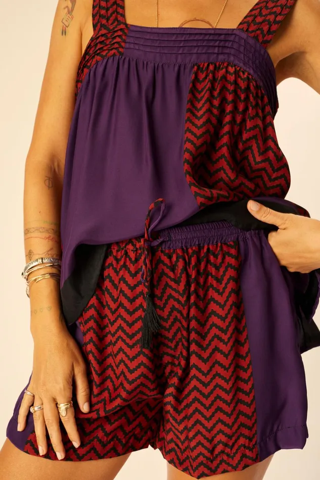 Women Natalie Martin Bottoms Jasper Short Block Zigzag Aubergine