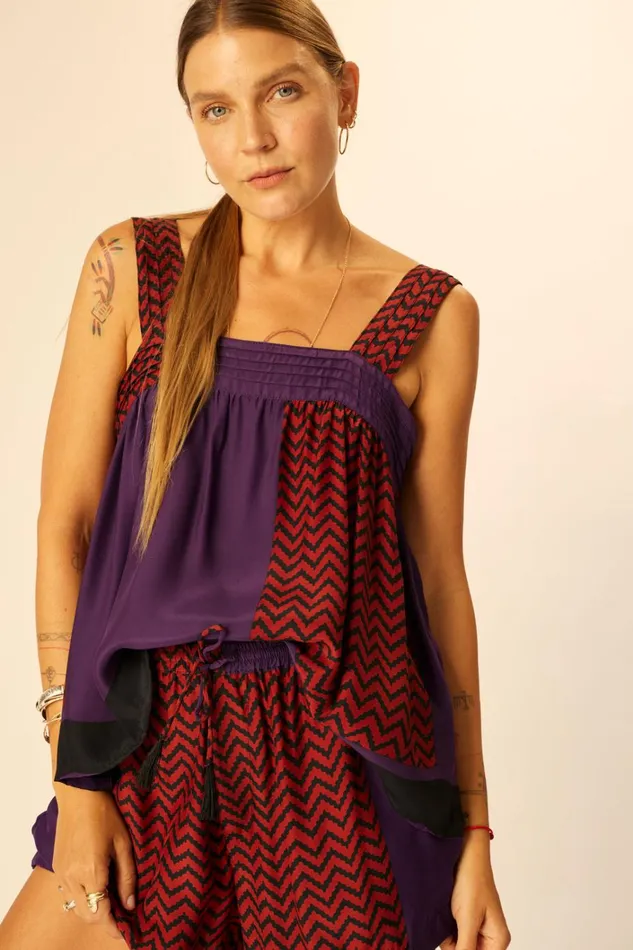 Women Natalie Martin Bottoms Jasper Short Block Zigzag Aubergine
