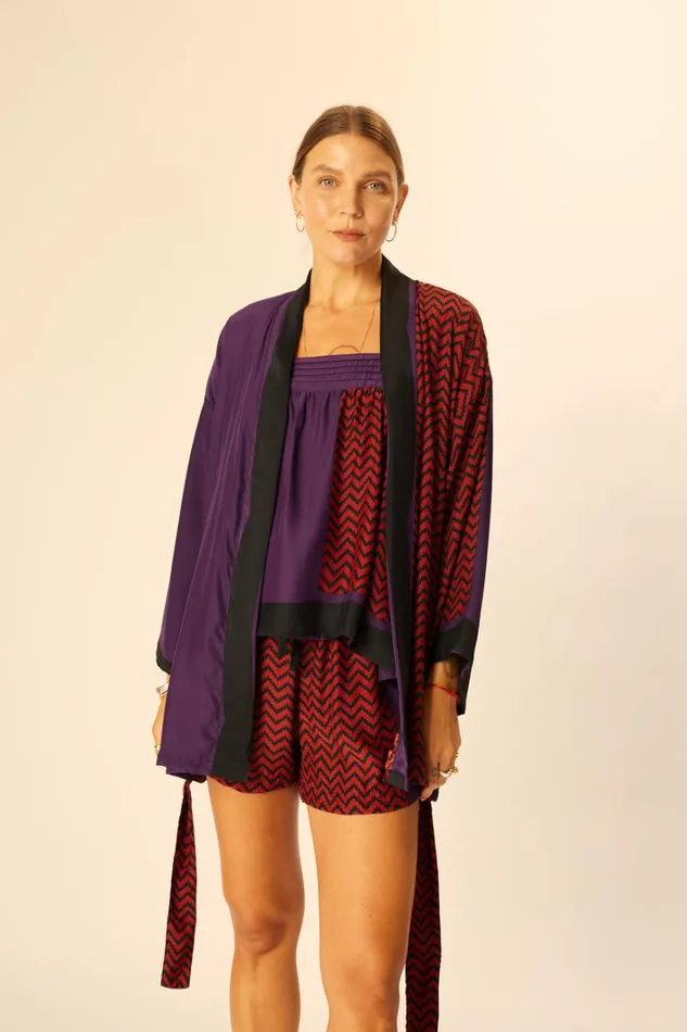 Women Natalie Martin Bottoms Jasper Short Block Zigzag Aubergine