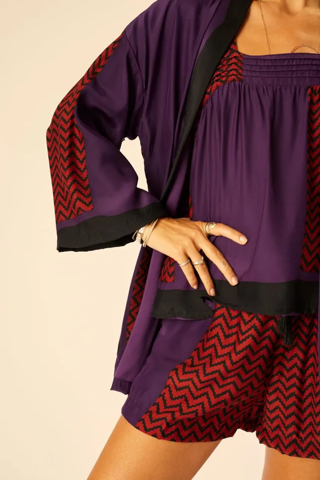Women Natalie Martin Bottoms Jasper Short Block Zigzag Aubergine