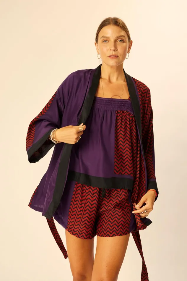 Women Natalie Martin Bottoms Jasper Short Block Zigzag Aubergine