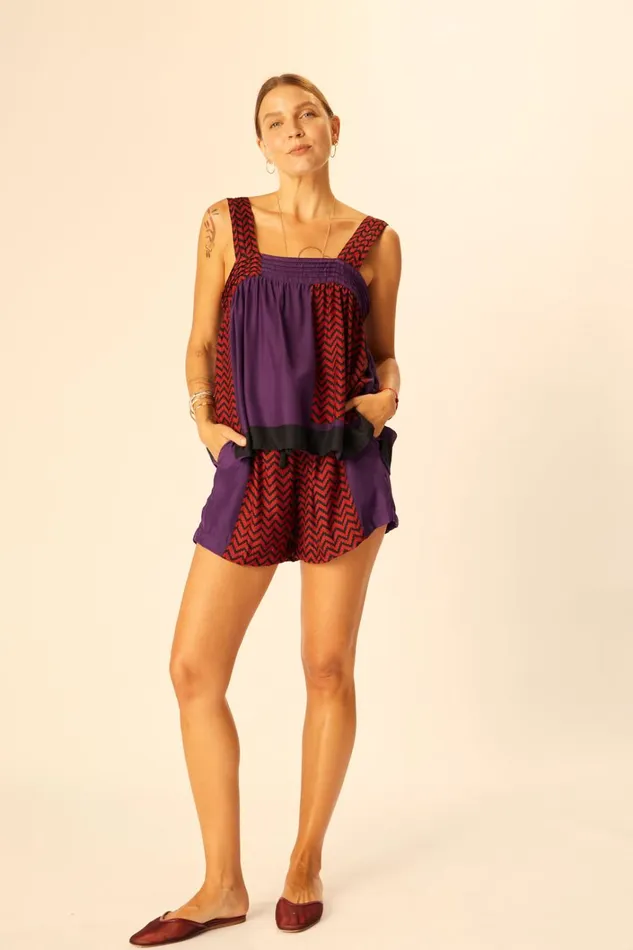 Women Natalie Martin Bottoms Jasper Short Block Zigzag Aubergine