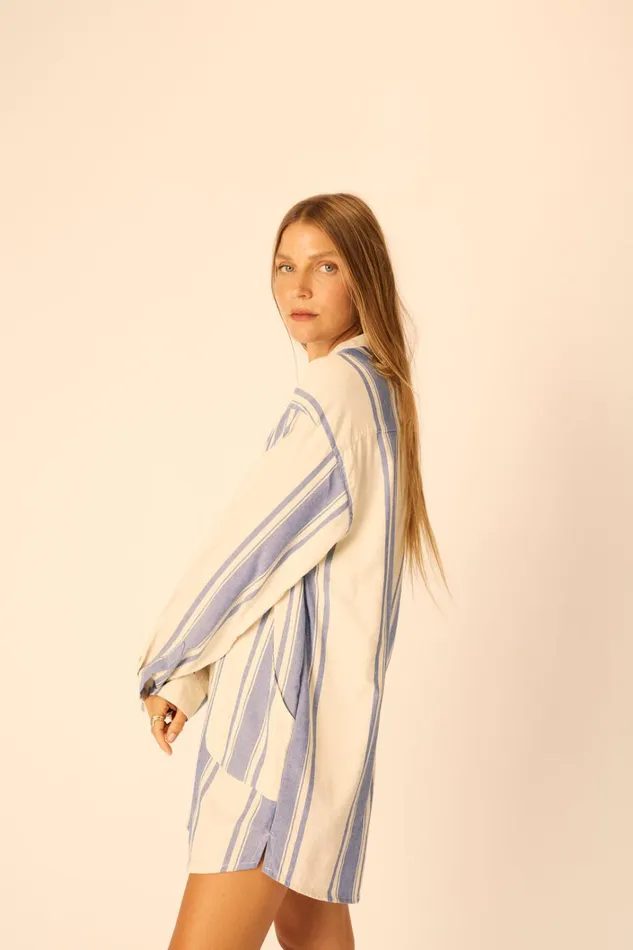 Women Natalie Martin CoverUps Aprs Swim Shirt French Stripe Blue