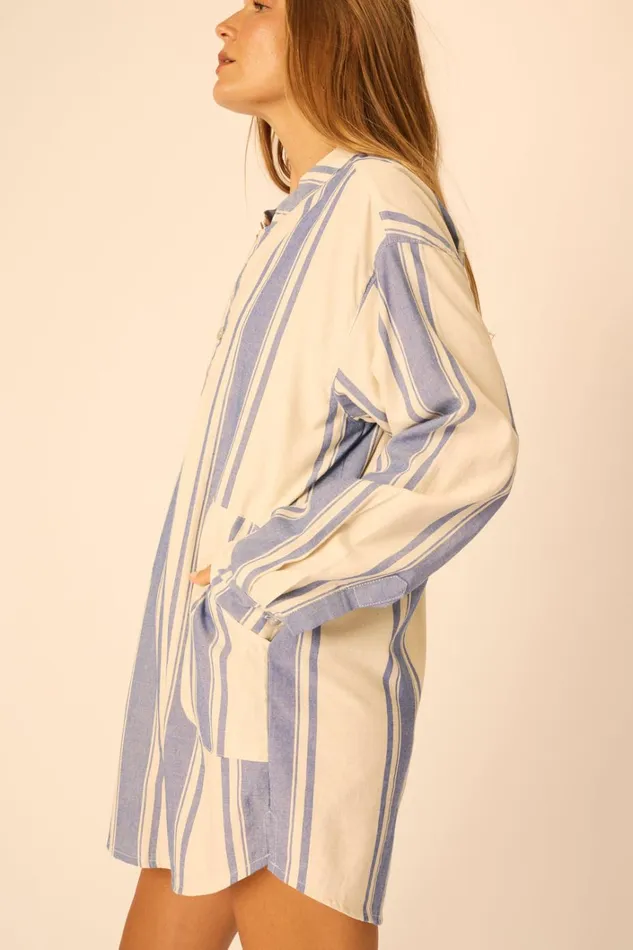 Women Natalie Martin CoverUps Aprs Swim Shirt French Stripe Blue