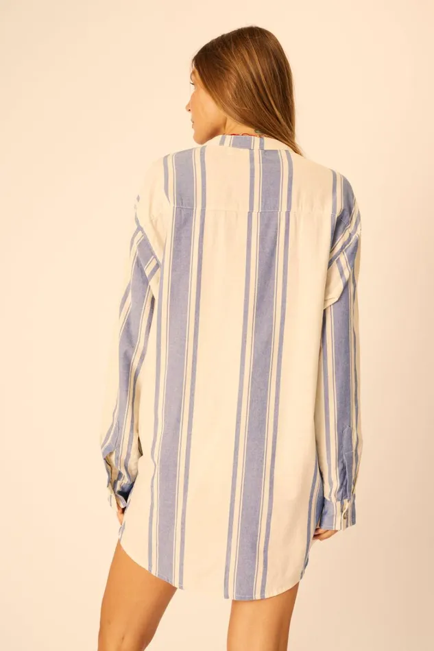 Women Natalie Martin CoverUps Aprs Swim Shirt French Stripe Blue