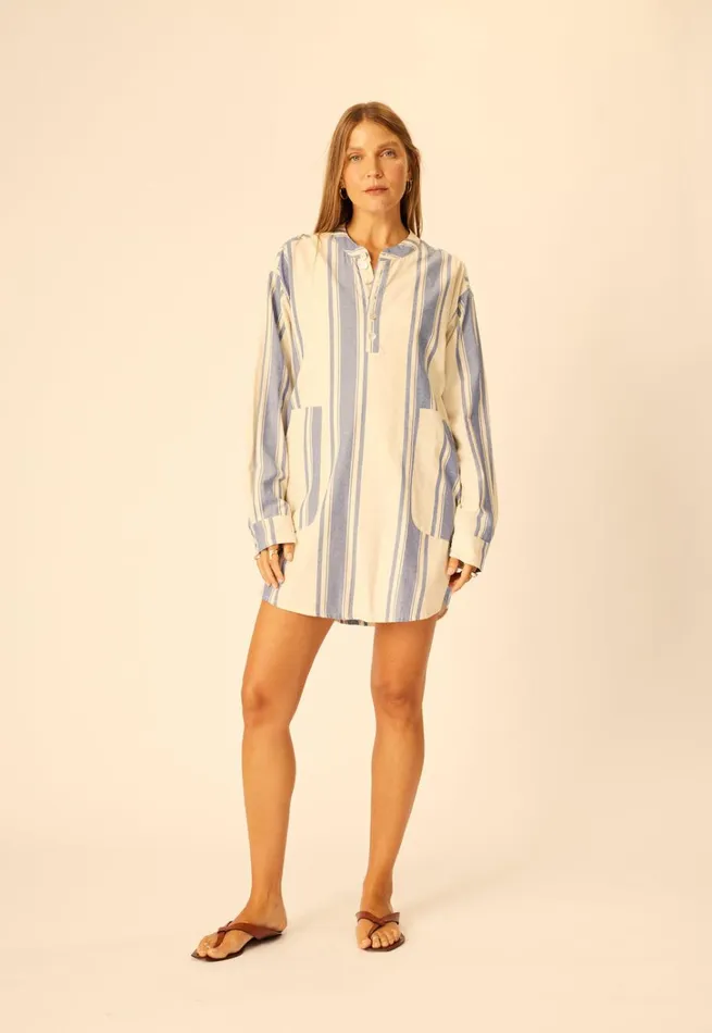 Women Natalie Martin CoverUps Aprs Swim Shirt French Stripe Blue