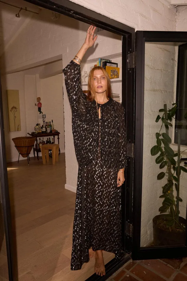 Women Natalie Martin CoverUps Elise Top Metallic Chiffon