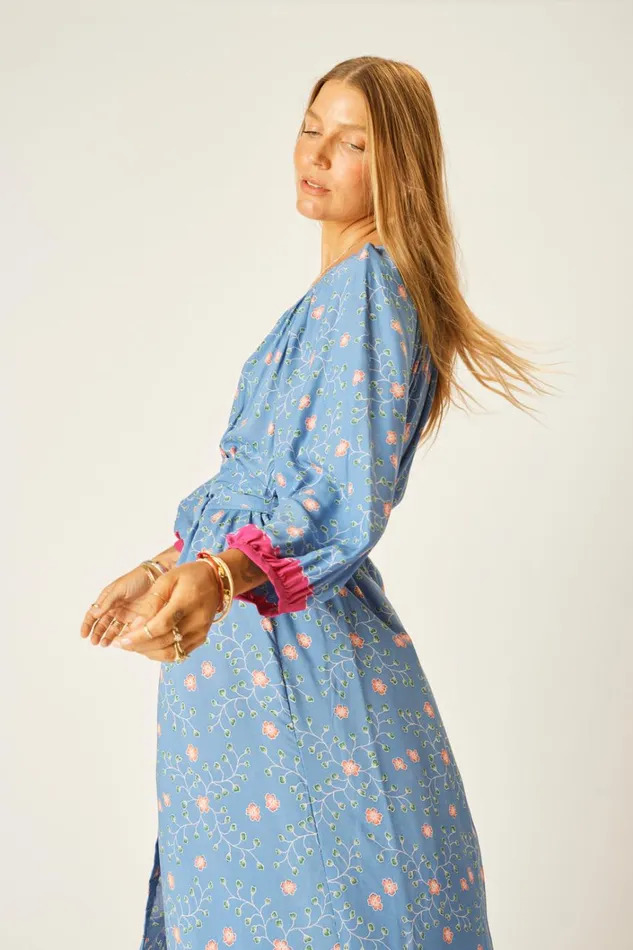 Women Natalie Martin Dresses Alex Midi With Sash Pinwheel Denim