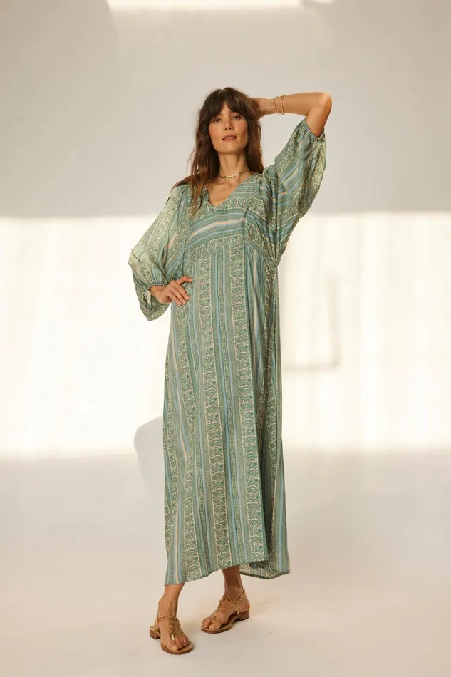 Women Natalie Martin Dresses Alice Dress Paisley Stripe Pool