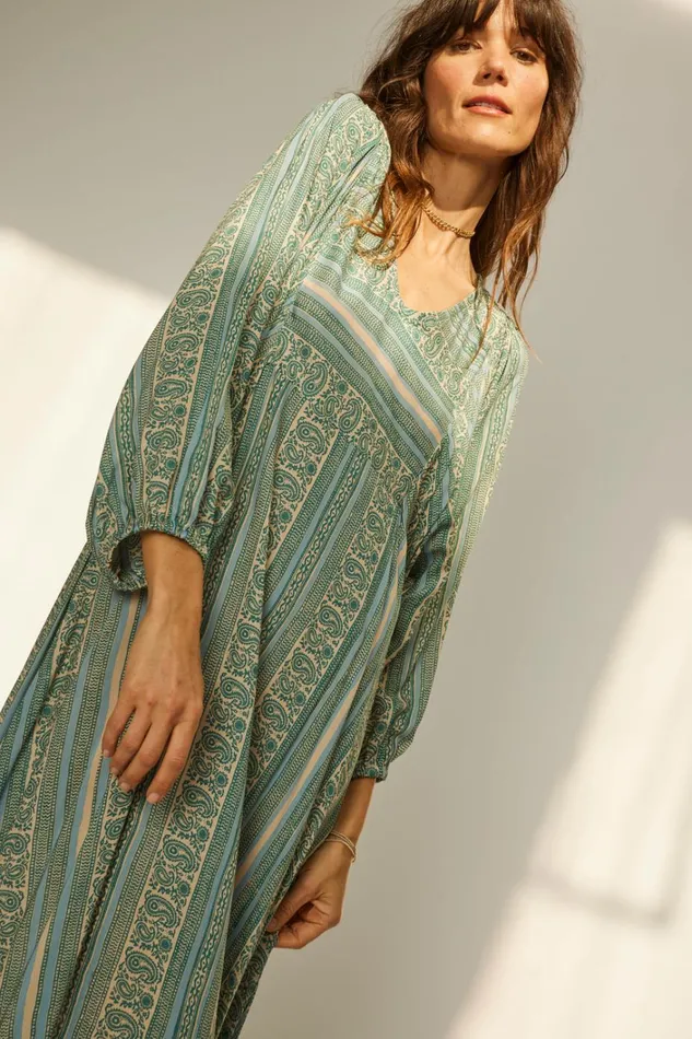 Women Natalie Martin Dresses Alice Dress Paisley Stripe Pool