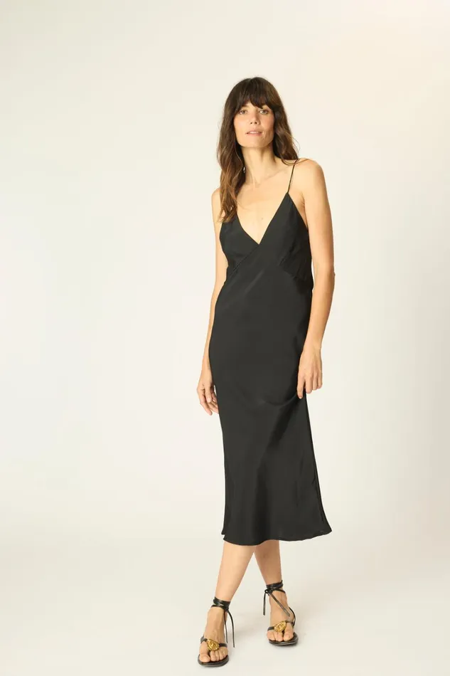 Women Natalie Martin Dresses Eve Slip Dress Black Silk