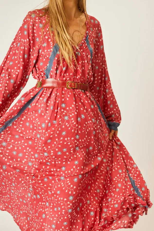 Women Natalie Martin Dresses Fiore Maxi Pinwheel Barn Red