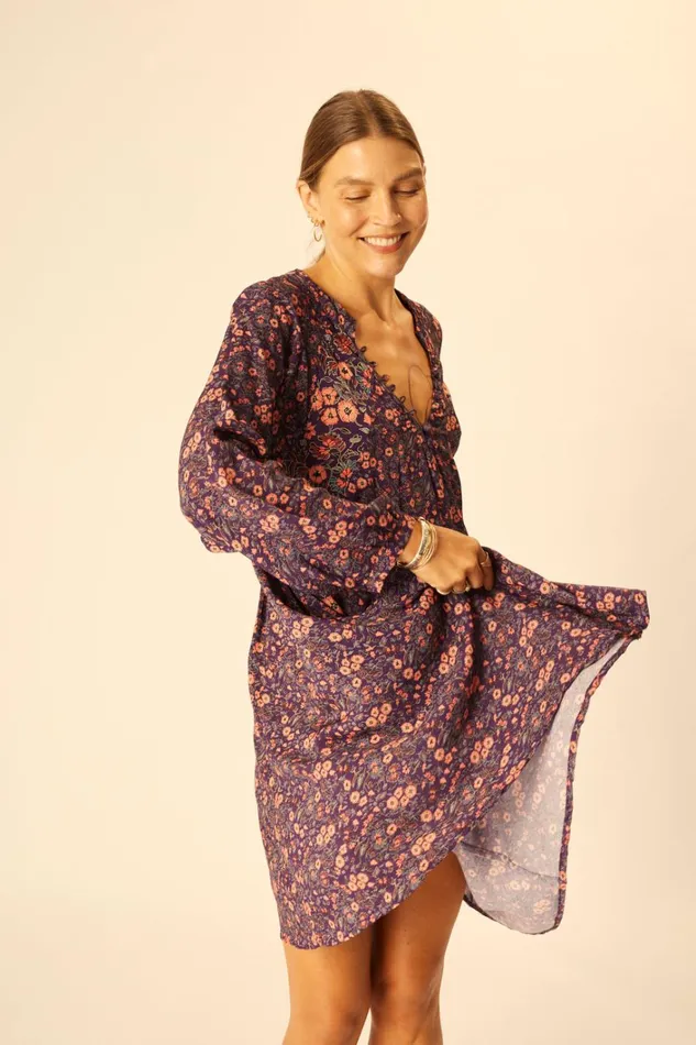 Women Natalie Martin Dresses Fiore Short Dress Petite Fleur Aubergine