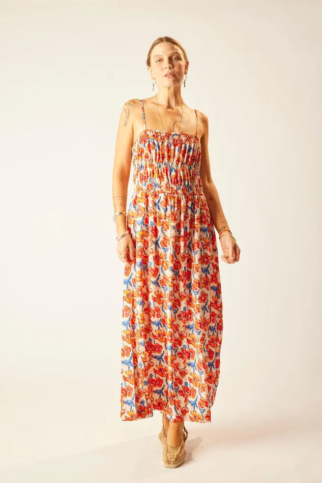 Women Natalie Martin Dresses Gina Maxi Silk Watercolor Clementine