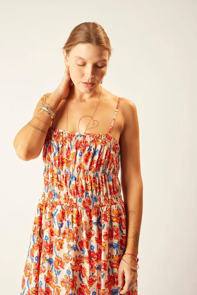 Women Natalie Martin Dresses Gina Maxi Silk Watercolor Clementine