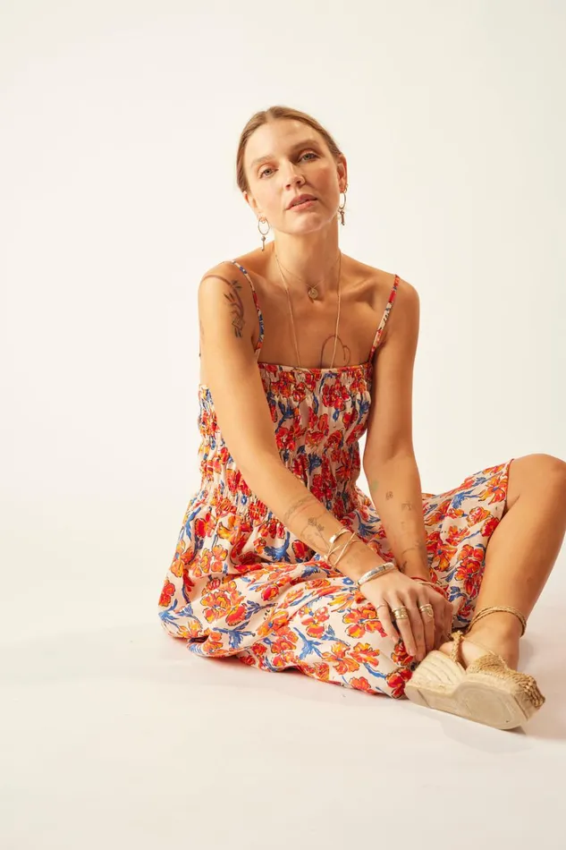 Women Natalie Martin Dresses Gina Maxi Silk Watercolor Clementine