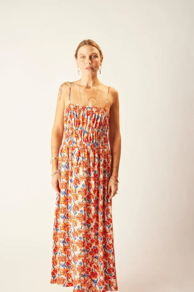 Women Natalie Martin Dresses Gina Maxi Silk Watercolor Clementine