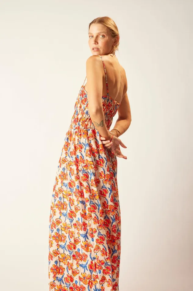 Women Natalie Martin Dresses Gina Maxi Silk Watercolor Clementine