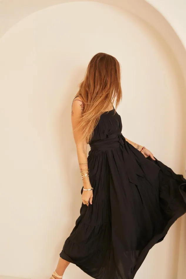 Women Natalie Martin Dresses Jasmine Maxi Black Silk