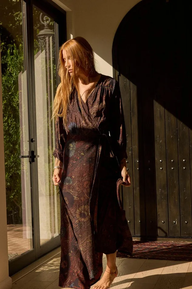 Women Natalie Martin Dresses Kate Long Sleeve Maxi Peacock Kalamata
