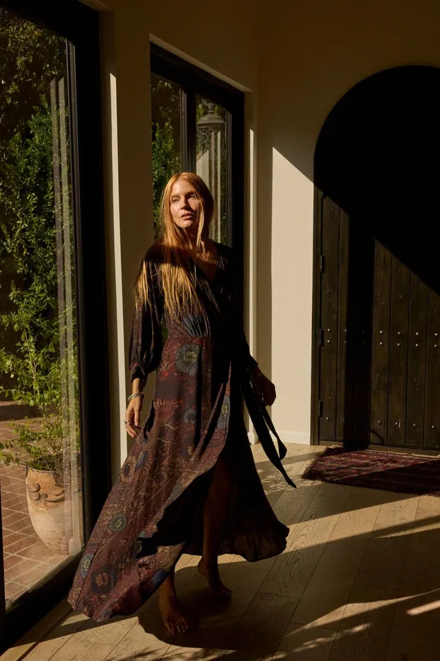 Women Natalie Martin Dresses Kate Long Sleeve Maxi Peacock Kalamata