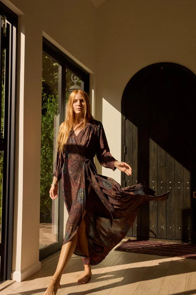 Women Natalie Martin Dresses Kate Long Sleeve Maxi Peacock Kalamata