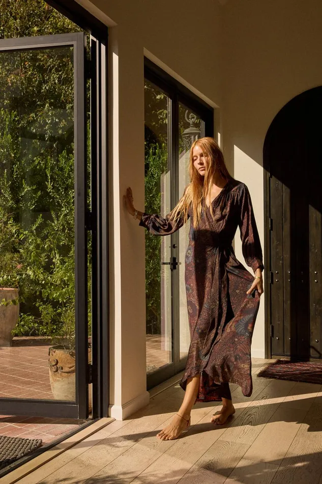 Women Natalie Martin Dresses Kate Long Sleeve Maxi Peacock Kalamata