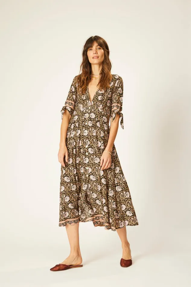 Women Natalie Martin Dresses Layla Dress Vintage Flowers Sepia