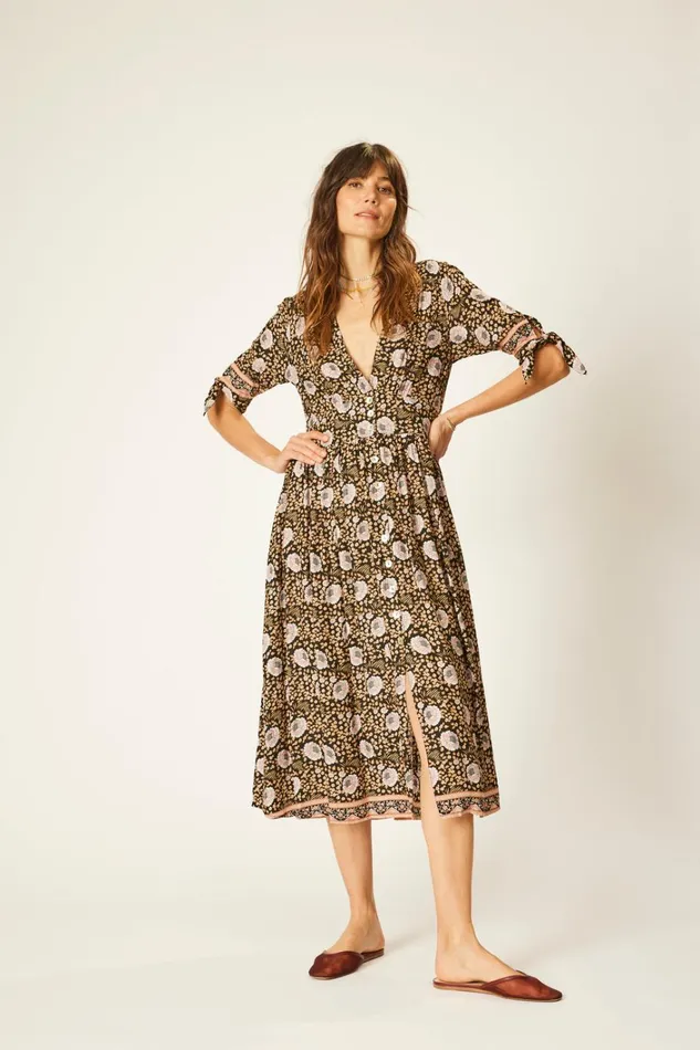 Women Natalie Martin Dresses Layla Dress Vintage Flowers Sepia