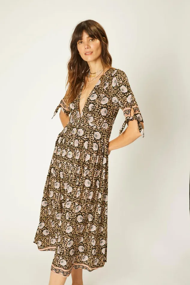 Women Natalie Martin Dresses Layla Dress Vintage Flowers Sepia