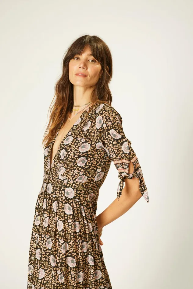 Women Natalie Martin Dresses Layla Dress Vintage Flowers Sepia