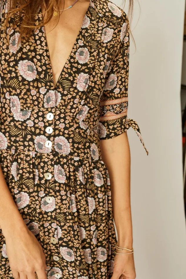 Women Natalie Martin Dresses Layla Dress Vintage Flowers Sepia