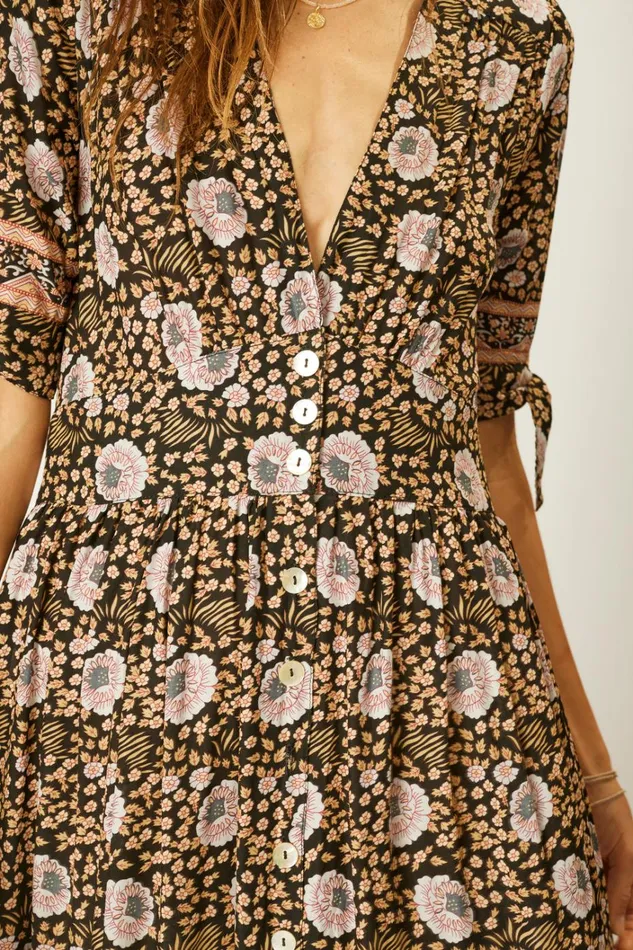 Women Natalie Martin Dresses Layla Dress Vintage Flowers Sepia