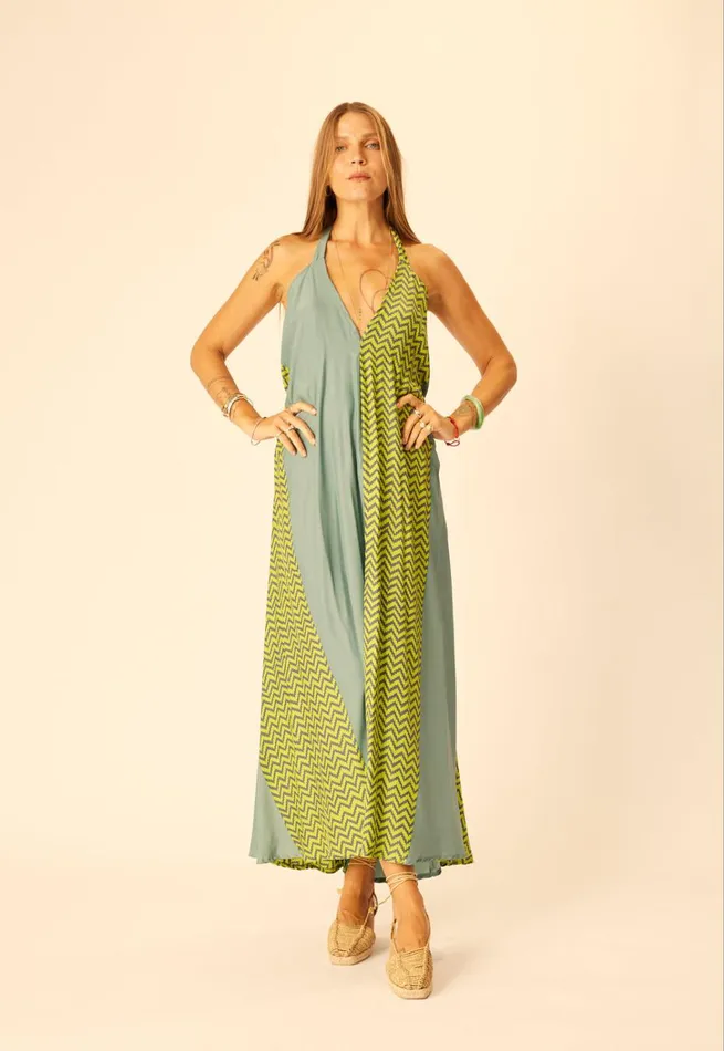 Women Natalie Martin Dresses Lola Dress Block Zigzag Lime