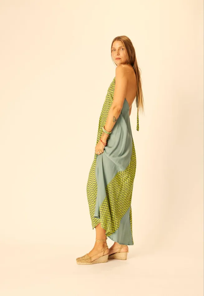 Women Natalie Martin Dresses Lola Dress Block Zigzag Lime
