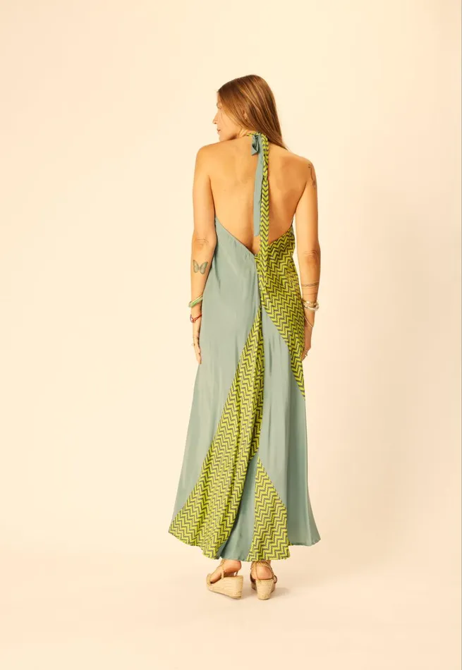 Women Natalie Martin Dresses Lola Dress Block Zigzag Lime