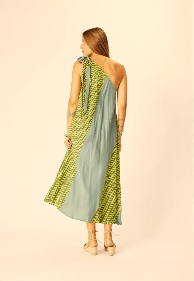 Women Natalie Martin Dresses Lola Dress Block Zigzag Lime